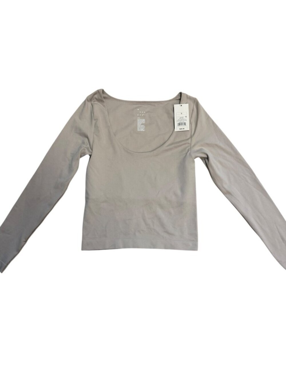 NWT A New Day Seamless Scoop Neck Long Sleeve Top Beige Small
